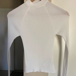 NWOT! F21 White Ribbed Mock Neck Top